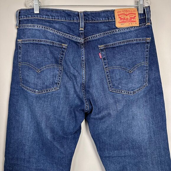 Levi's 505 Jeans Mens‎ Regular Fit Straight Leg Dark Blue Wash Size 36x30 Casual - Picture 1 of 12
